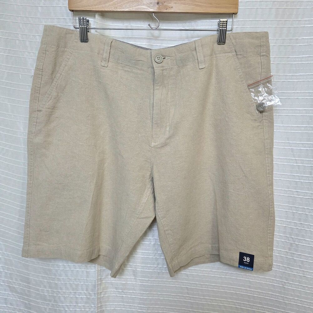 NWT Paradise Collection Linen Blend Short Men's 38 Natural/Beige Inseam 10 in